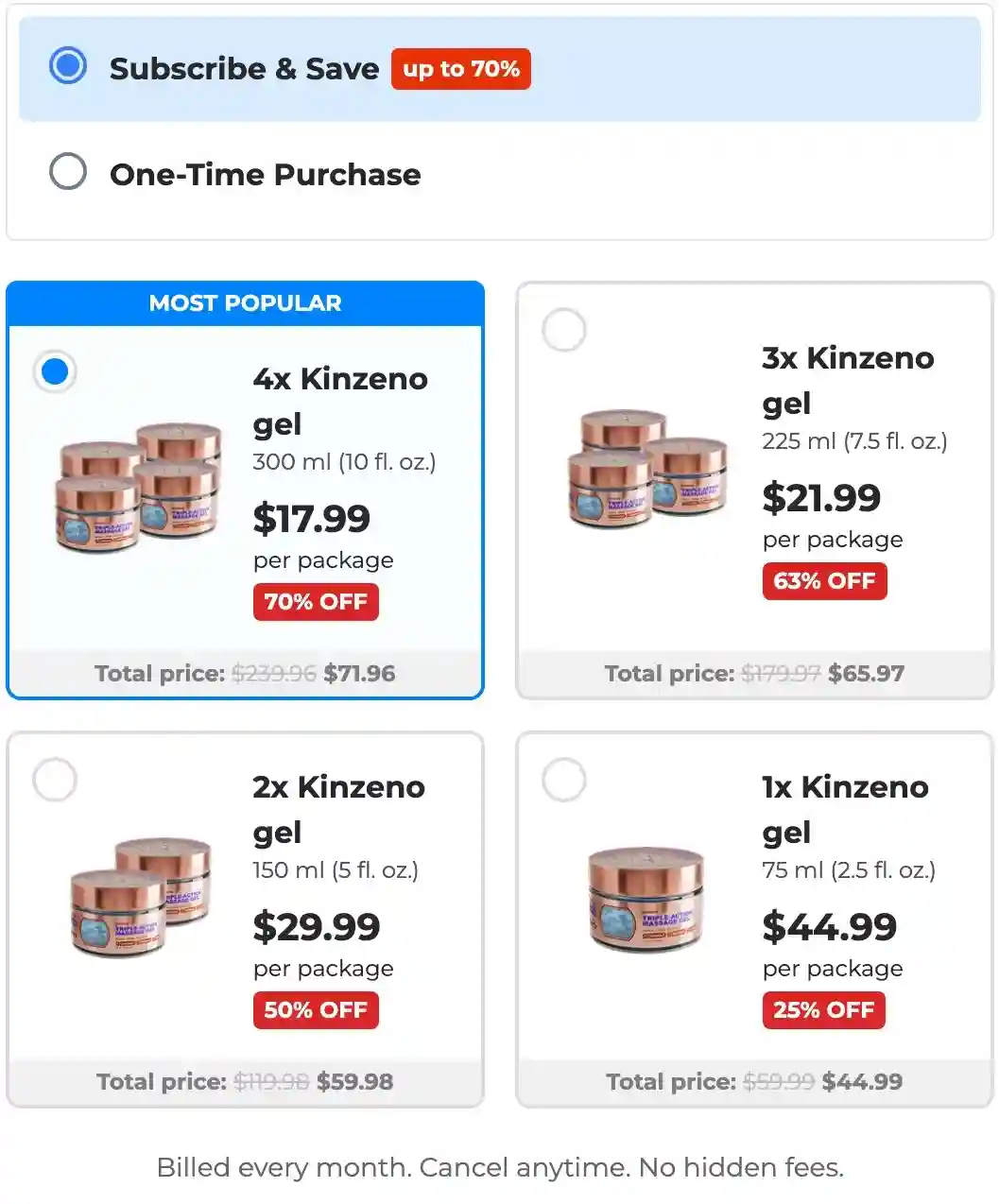 Kinzeno Pricing — Order Packages 2026